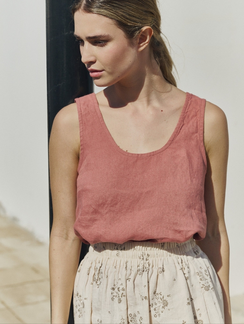 notPERFECTLINEN Dusty Rose Linen Tank Top
